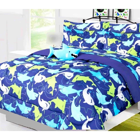 Gorgeous Home Linen Reversible Grey Shark Full Comforter 8-Piece Bedding Set