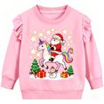 thumbnail image 1 of Toddler Little Boy Girl Christmas sweatshirt Unicorn Santa-Pink Shirt Long Sleeve Kid Shirt Top For 3T, 1 of 8