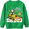 thumbnail image 1 of Boys Girls Christmas Sweatshirt Kids Excavator Santa Gingerbread Shirt Xmas Pullover Long Sleeve Tops 7T, 1 of 8