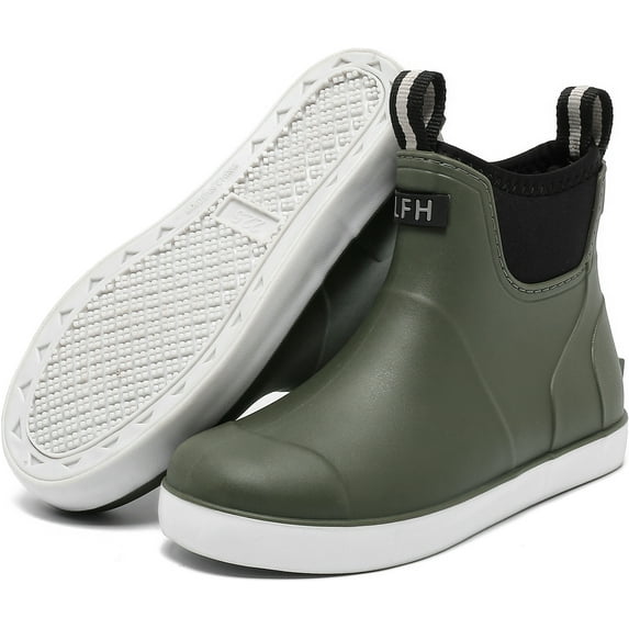 Lcamaw Kids Rain Boots Waterproof Rubber Boots Boys Girls Non-Slip High-Performance Ankle Deck Boot Traction Child Mud Booties for Boating, Camping, Farming & Outdoor Garden School Play Footwear