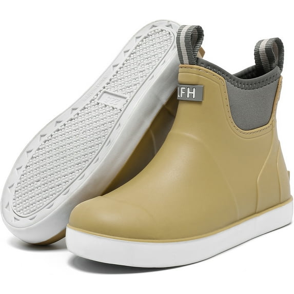 Lcamaw Kids Rain Boots Waterproof Rubber Boots Boys Girls Non-Slip High-Performance Ankle Deck Boot Traction Child Mud Booties for Boating, Camping, Farming & Outdoor Garden School Play Footwear