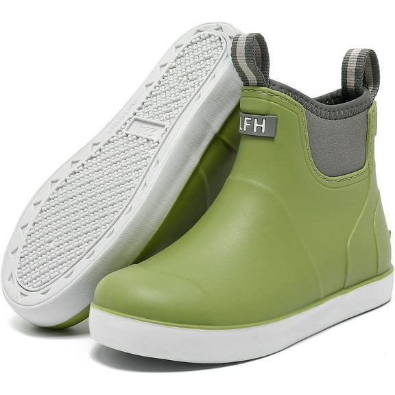 Lcamaw Kids Rain Boots Waterproof Rubber Boots Boys Girls Non-Slip High-Performance Ankle Deck Boot Traction Child Mud Booties for Boating, Camping, Farming & Outdoor Garden School Play Footwear