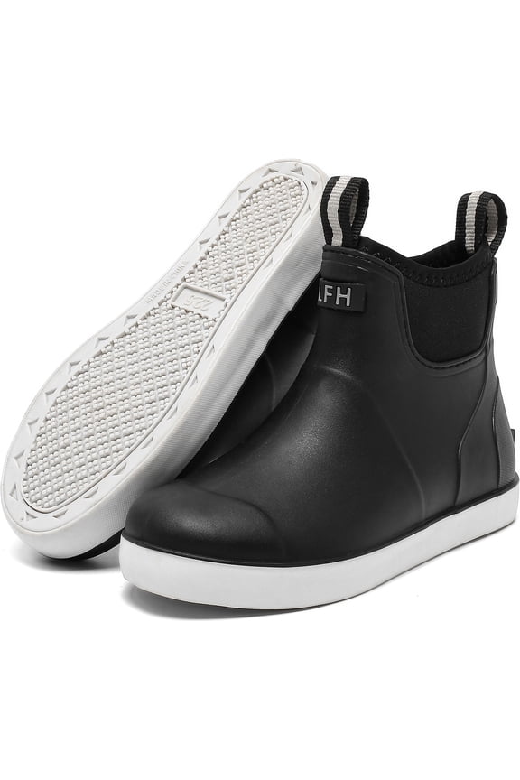 Kids Rain Boots Waterproof Rubber Boots Boys Girls Non-Slip High-Performance Ankle Deck Boot Traction Child Mud Booties for Boating, Camping, Farming & Outdoor Garden School Play Footwear