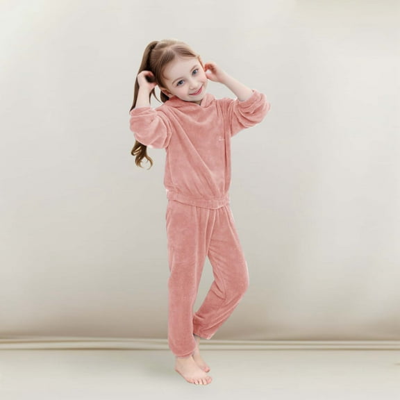 Kids pajamas set 2pcs Set winter girls warm pajamas set toddler long sleeve pajamas Solid color cotton pajamas toddler kids pjs size 4-5 Years Cute Boy Girl Clothing