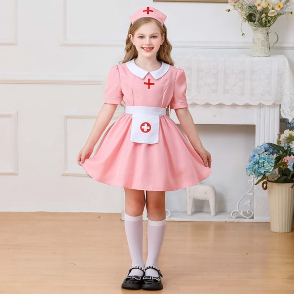 Kids for Girls Doctor Role Play Outfit Set Halloween Pretend Play Performance for Toddler Child Cute Outfits with Leggings Sporty 11-12 Years