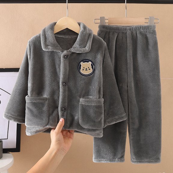 Kids grils fleece pajamas 2pcs Set boys pajamas warm long sleeve toddler pajamas Cartoon cotton pajamas toddler girls 8-10 Years pajamas Cute Boy Girl Clothing