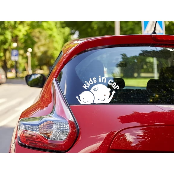 Kids in Car Window Decal - Cute Baby Silhouette Vinyl Sticker for Vehicles - Safety Alert Car Decal - Durable & Weatherproof (4''x6'', 2pcs)