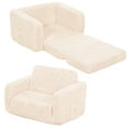 thumbnail image 1 of Kids Couch, Foldable Kids Sofa, 2 In 1 Convertible Toddler Sofa Chair for Boys and Girls, Beige, 1 of 9