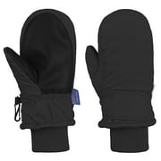 Kids winter gloves ski snow waterproof warm cold weather mittens for toddlers Black S