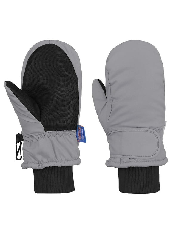 Kids Winter Gloves Ski Snow Waterproof Warm Cold Weather Mittens for Toddlers Gray M