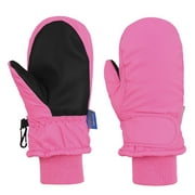 Kids winter gloves ski snow waterproof warm cold weather mittens for toddlers Pink S
