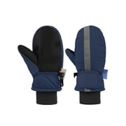 Kids Winter Gloves Ski Snow Waterproof Warm Cold Weather Mittens for Toddlers Reflective Navy blue S