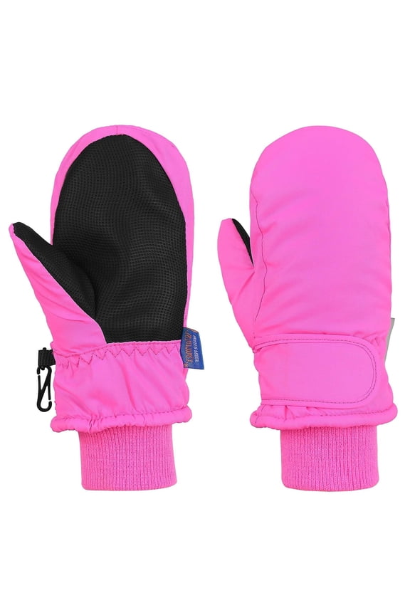 Kids Winter Gloves Ski Snow Waterproof Warm Cold Weather Mittens for Toddlers Rose red M