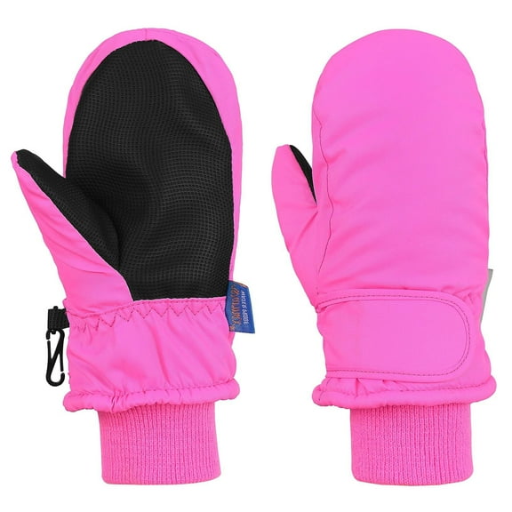 Kids Winter Gloves Ski Snow Waterproof Warm Cold Weather Mittens for Toddlers Rose red S