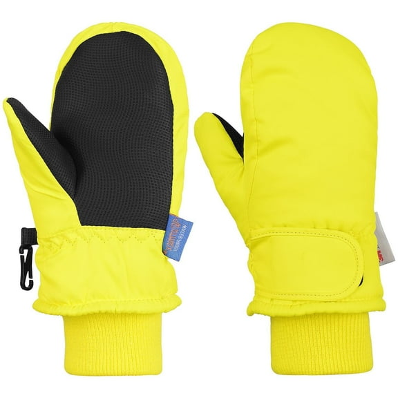 Kids Winter Gloves Ski Snow Waterproof Warm Cold Weather Mittens for Toddlers Yellow XS