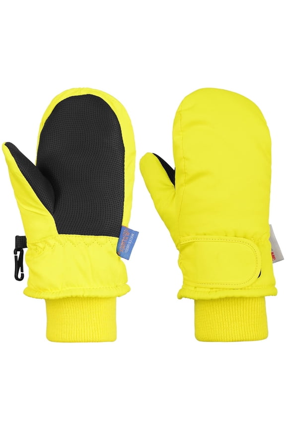 Kids Winter Gloves Ski Snow Waterproof Warm Cold Weather Mittens for Toddlers Yellow XS