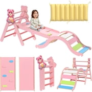 KidsBuddy Pikler Triangle Set with Cushion, 9-in-1 Kids Climbing Toys for Toddlers 1-3 Inside,Montessori Toddler Climbing Toys Indoor,Baby Playground for Children Bear Pattern