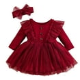 thumbnail image 1 of KidsGirls Christmas Dress Crew Neck Long Sleeve Dress Winter Outfits Girls Outfits 6t Dresses for Girls 2-3 Years, 1 of 7