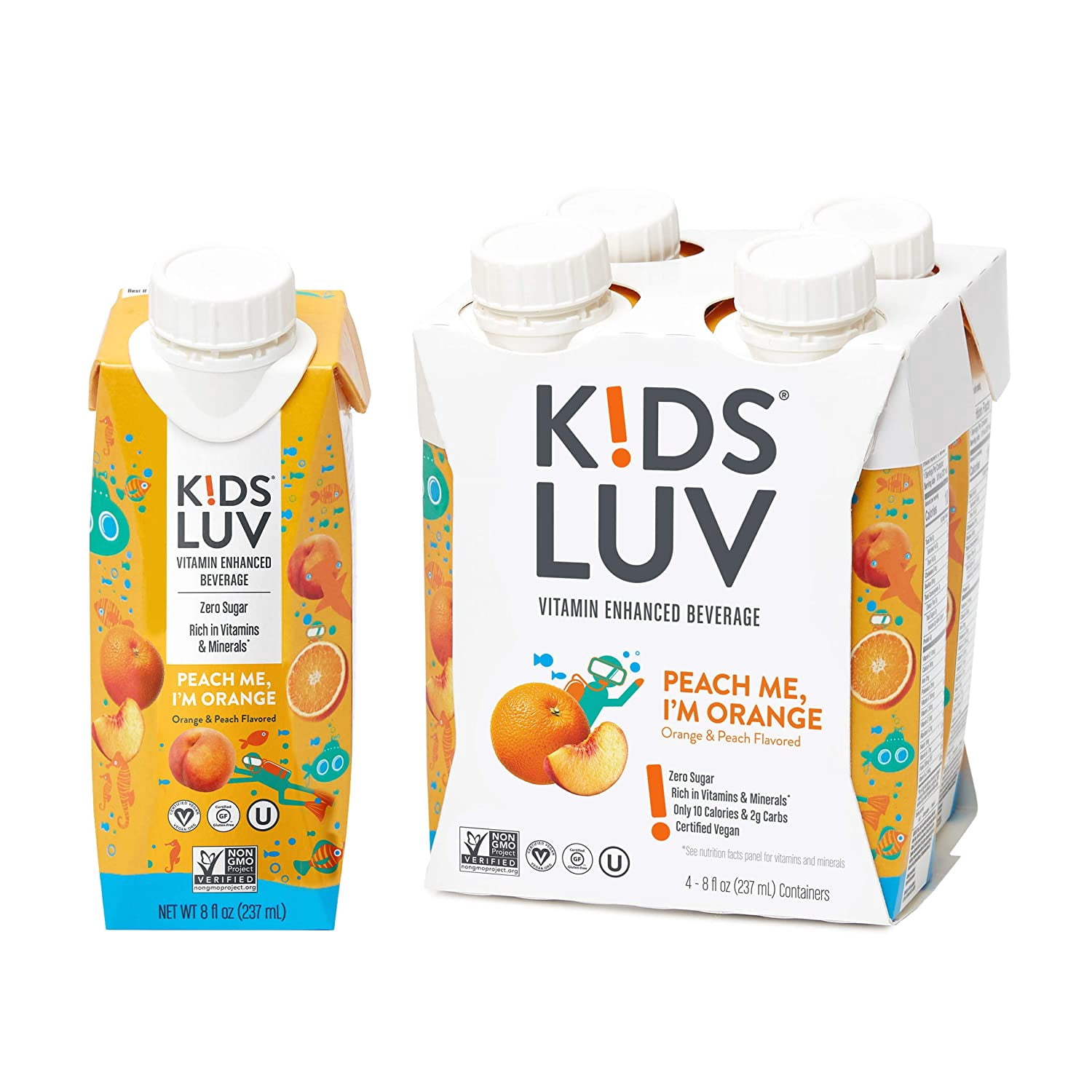 KidsLuv Vitamin Enhanced Beverage Peach Me, I'M Orange, 8 Ounce -16 count.