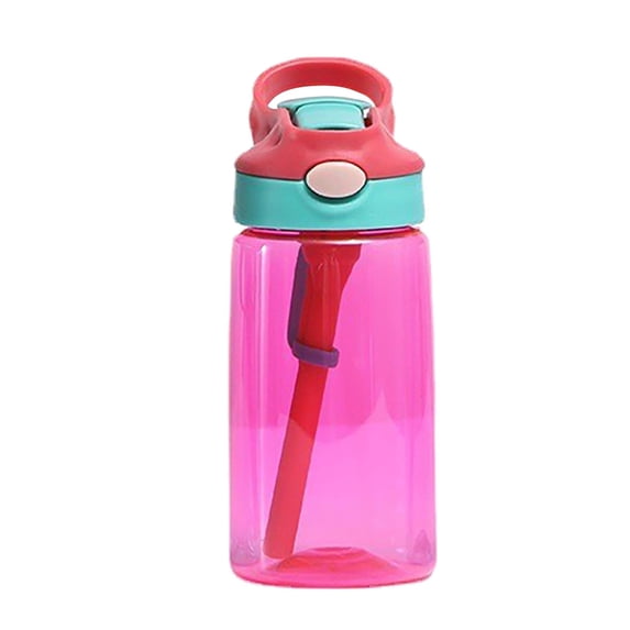 KidsWater Bottle, Leak-Proof 480ml Sports Bottle With Straw, Portable Handle Easy Use For PC Material Safe Drinking, Pink