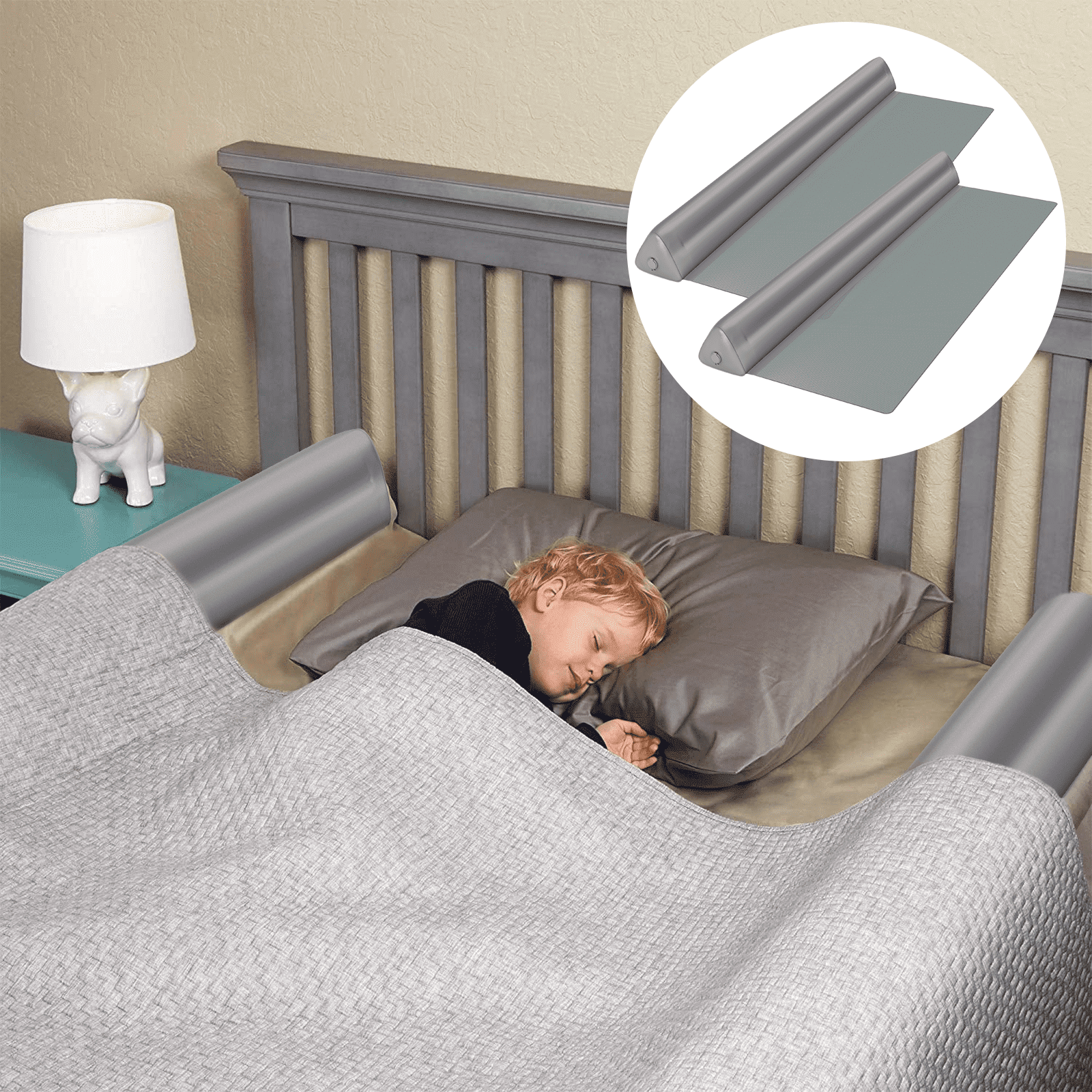 Kidsbuddy 2-Pack Inflatable Bed Rail for Toddlers Travel Bed Rail, Blow ...