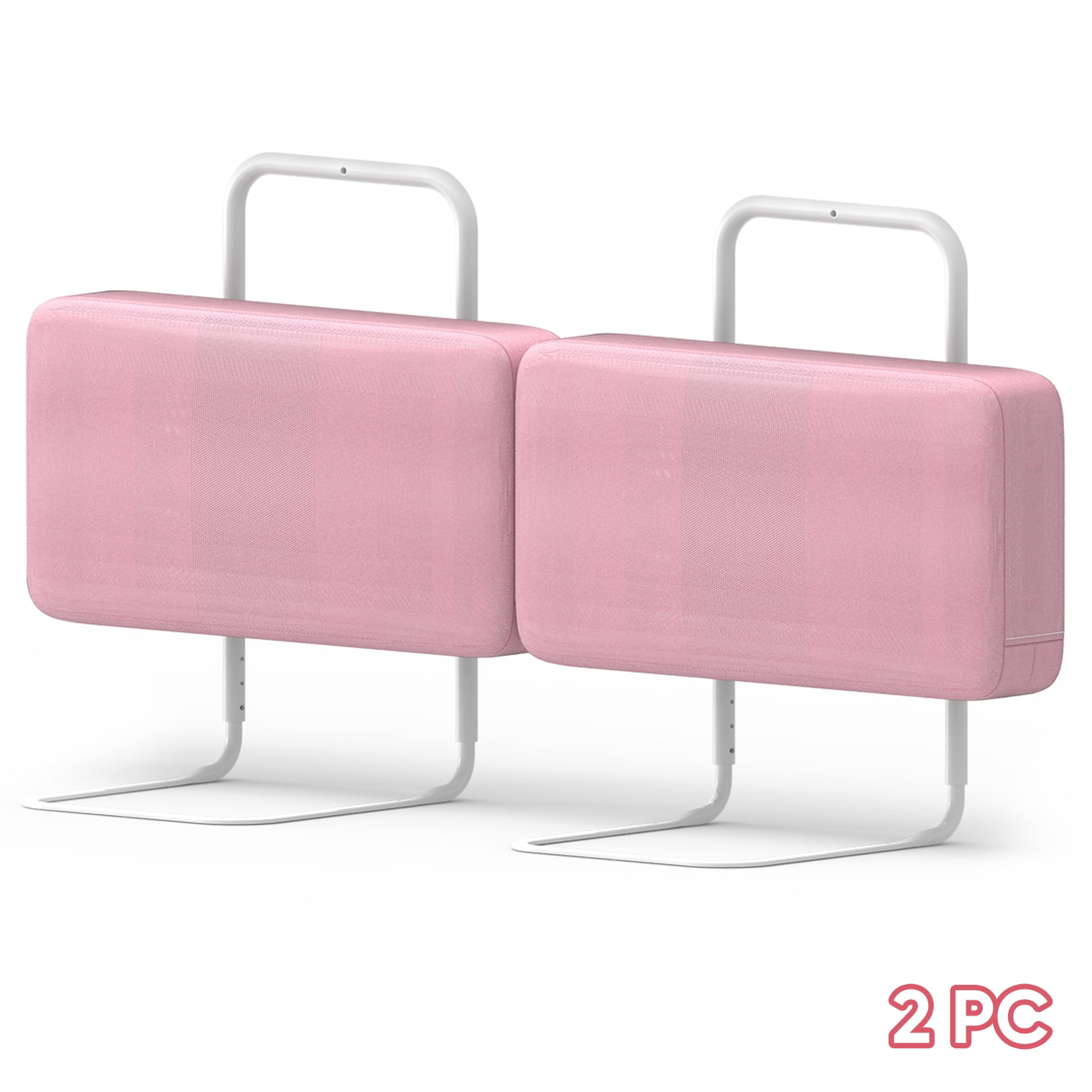 Kidsbuddy 23.6" Toddler Bed Rails Guard Foldable Portable Kids Bed Rail 5 Hole Height Adjustable Bed Rails for Toddlers, 2PC, Pink