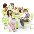 thumbnail image 1 of Kidsbuddy Kids Table and 4 Chairs Set Height Adjustable Toddler Play Activity Table Set with Graffiti Tabletop Children Activity Table for Reading, Drawing, Eating(Fruit Green), 1 of 7