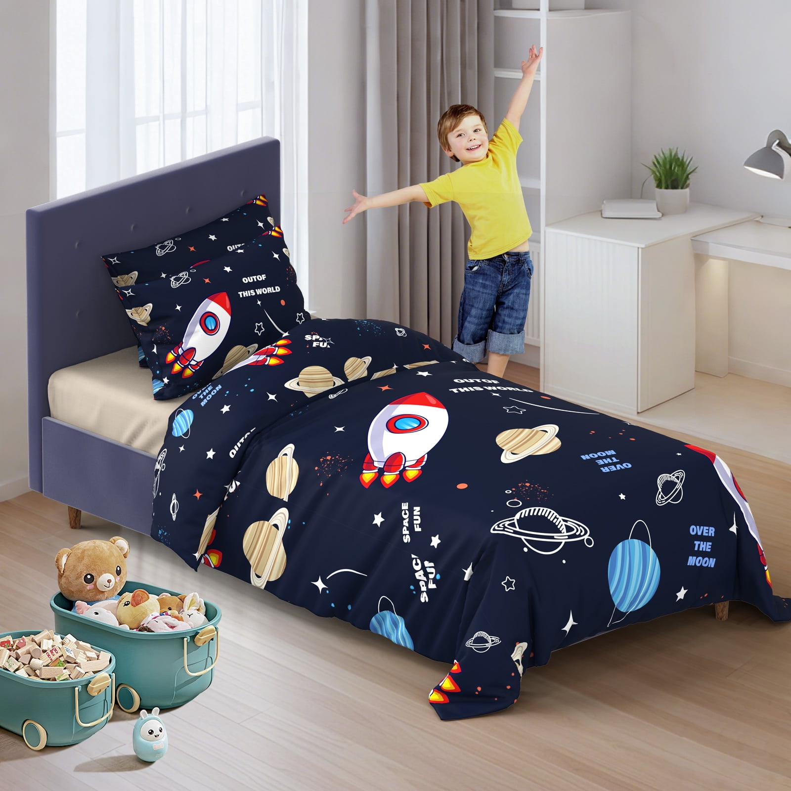 Pillow Rocket Bed Sheets Kidsbuddy Twin Piece Comforter Set For