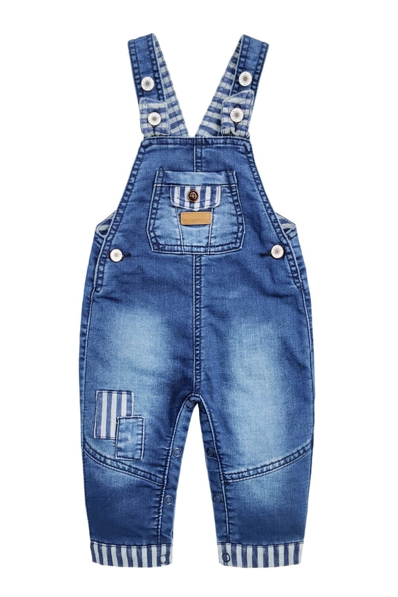 Baby Boys Easy Diaper Changing Snap Legs Bib Pocket Patched Denim Overalls,Blue,2-3 Years