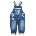 thumbnail image 1 of Kidscool Space Baby Girls Easy Diaper Changing Snap Legs Deer Embroidered Denim Overalls,Blue,18-24 Months, 1 of 6