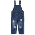 thumbnail image 1 of Kidscool Space Baby & Little Girls Big Pleated Bib Pocket Sidekick Ripped Fashion Denim Overalls,Blue,3-4 Years, 1 of 7