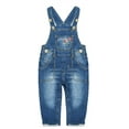 thumbnail image 1 of Kidscool Space Baby&Little Girls Letter Rose Embroidered Stretchy Cotton Denim Overalls,Blue,4-5 Years, 1 of 6