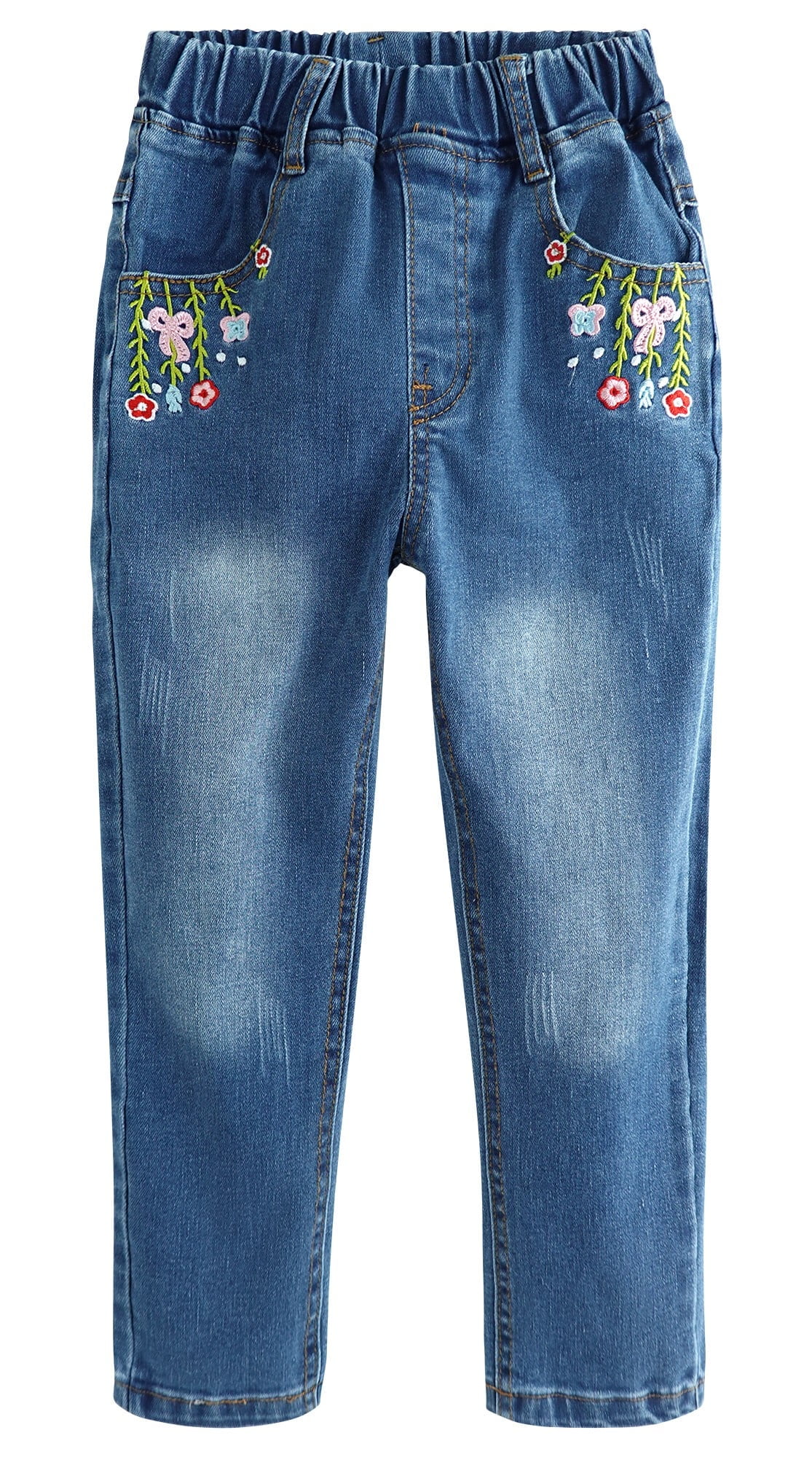 KIDSCOOL SPACE Jeansjacke Für Mädchen - Mit Blumenstickerei Und Kapuze