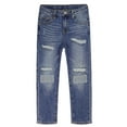 thumbnail image 1 of Kidscool Space Kids Ripped Fashion Elastic Band Inside Patched Slim Jeans,Blue,4-5 Years, 1 of 6