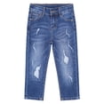thumbnail image 1 of Kidscool Space Kids Ripped Fashion Elastic Band Inside Soft Slim Jeans,Deep Blue,6-7 Years, 1 of 6