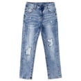 thumbnail image 1 of Kidscool Space Kids Ripped Fashion Elastic Band Inside Soft Slim Jeans,Light Blue,13-14 Years, 1 of 7