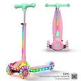 thumbnail image 1 of Kidscoter 3 Wheel with LED Lights,Adjustable Height Foldable Scooter for Boys Girls Ages 3-12,Light-Up Handlebars & Deck,130lbs Weight Limit, Gift for Toddlers,Pink, 1 of 10