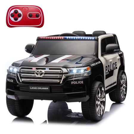 Kidsera 24V Kids Electric Ride-on Police Car with Remote Control, LED Light, Bluetooth, MP3