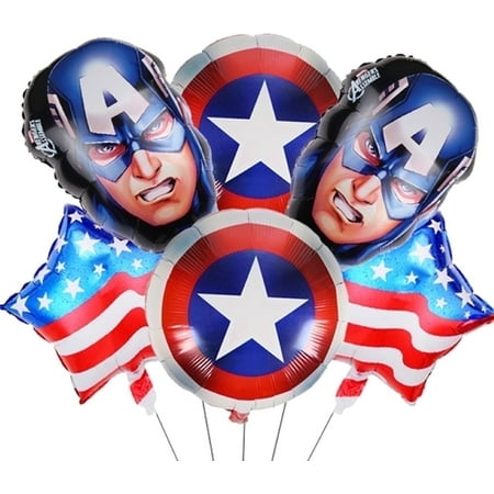BCD-PRO Captain America Balloons Birthday Foil Multicolor Round Balloon Sets 6 Count