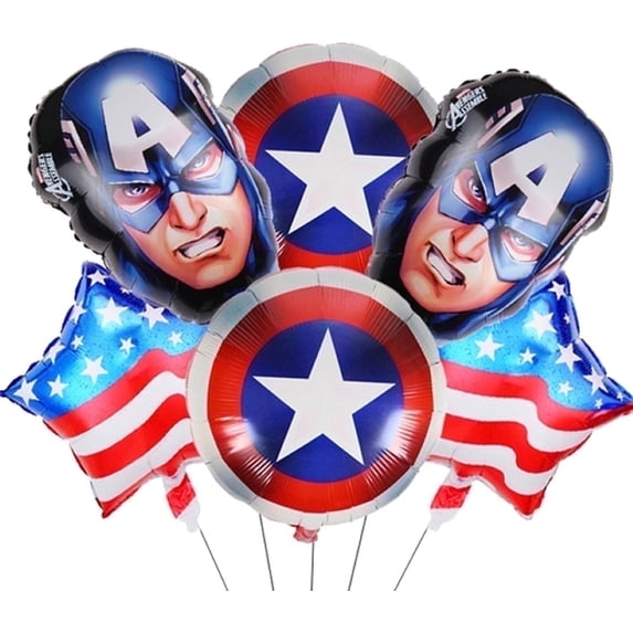 BCD-PRO Captain America Round Foil Balloon Sets Birthday Multicolor 6 Count