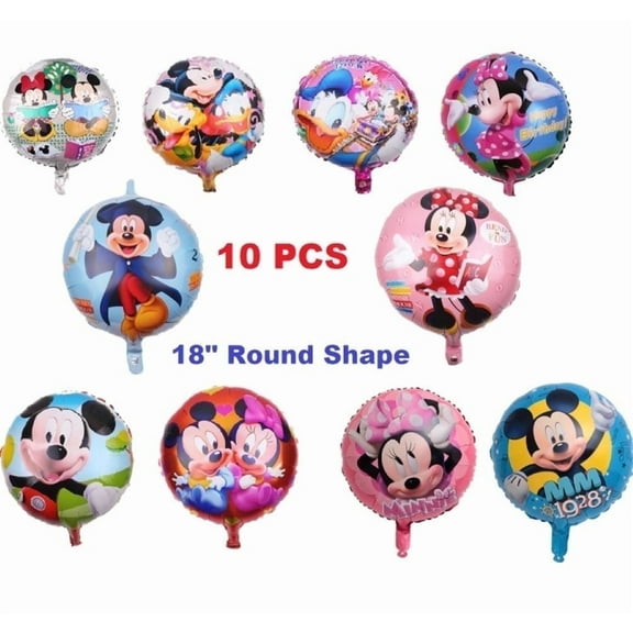 BCD-PRO Mickey Mouse Minnie Mouse Foil Balloons Girls Birthday Party Decorations Multicolor 10 Pcs 18 Inch
