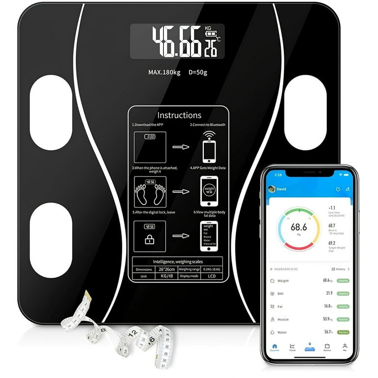 Weight Scale, Smart Scale for Body Weight, Digital Bathroom Scales BMI  Weighing Body Fat Scale, Bluetooth 19 Body Composition Monitor Health  Analyzer