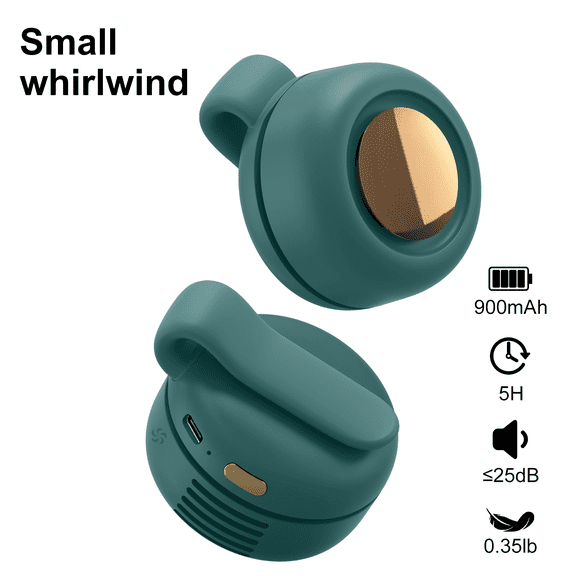 SPORTS JOY Whirlwind Cooling Fan,  2 in 1 Clip Waist Fan, 3 Speeds USB Rechargeable Bladeless Electric Fan, 360° Rotation Personal Fan for Office, Gym, Travel, Camping, Gift (Green)