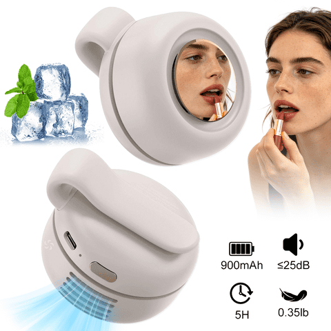 SPORTS JOY Whirlwind Cooling Fan,Clip on Waist Fan,3 Speeds USB Rechargeable Bladeless Clip on Fan,360° Rotation Personal Fan for Office,Gym,Travel,Camping,Gift (Milky White)