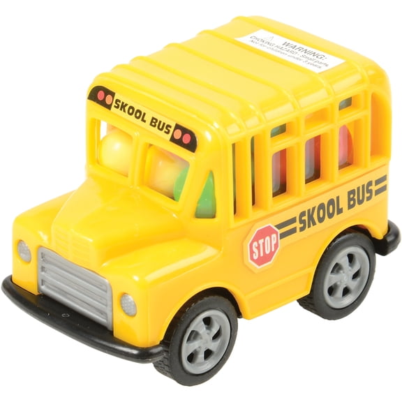 U. S. Toy Candy Filled Pull Back School Bus 2.75" Play Vehicle, Yellow