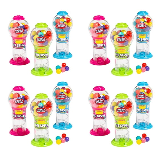 Kidsmania Dubble Bubble Gum Bright Big Spiral Gumball Dispensers (12 Pack)