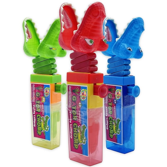Kidsmania Gator Chomp Lollipop Suckers, Set of 3, Perfect for Birthday Parties, Field Trips, Road Trips, and More!