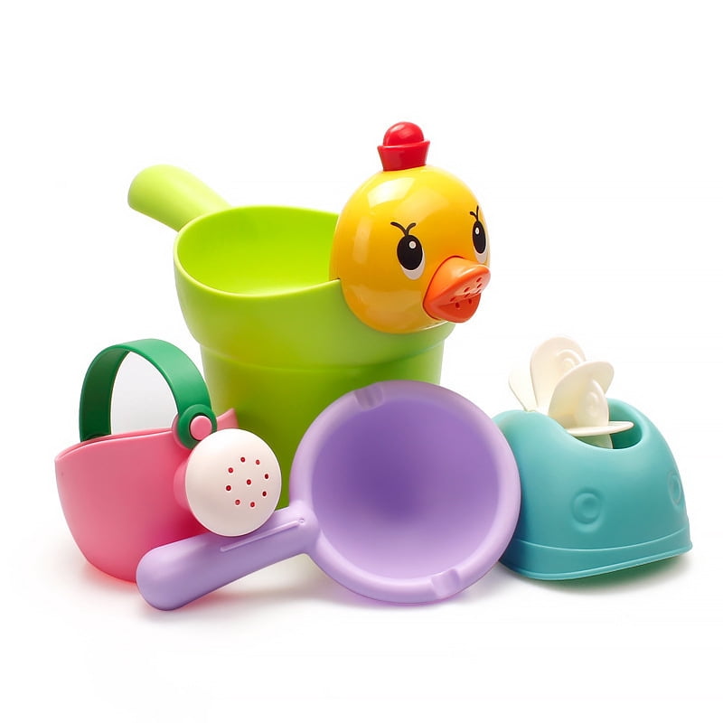 Kidsol Yellow Duck Kids Bath and Water Play 4 Piece Shower Water Bottle ...