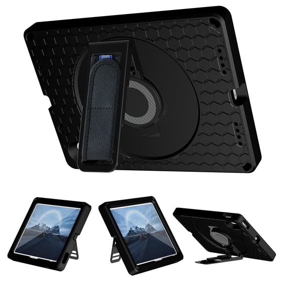 Kidsproof Case for iPad 10th Gen 10.9" 2022, Allytech Military Grade Shockproof Protective Case with Adjustable Hand Strap/ Shoulder Strap Rotatable Kickstand Case for iPad 10 2022, Black