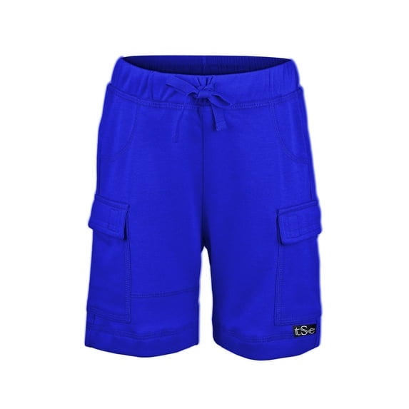 Kidsy Boys Casual Beach Cargo Shorts – Soft Cotton, Pull-On/Drawstring Closure, Two Pockets, Blue, 8